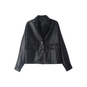 SOON FLOWER Cropped Coats Women's Black
