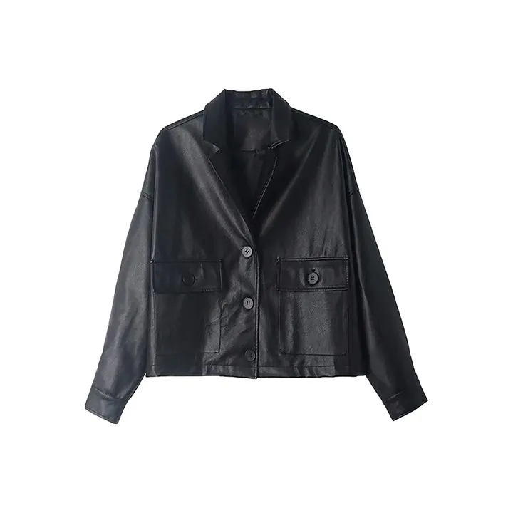 SOON FLOWER Cropped Coats Women's Black-0