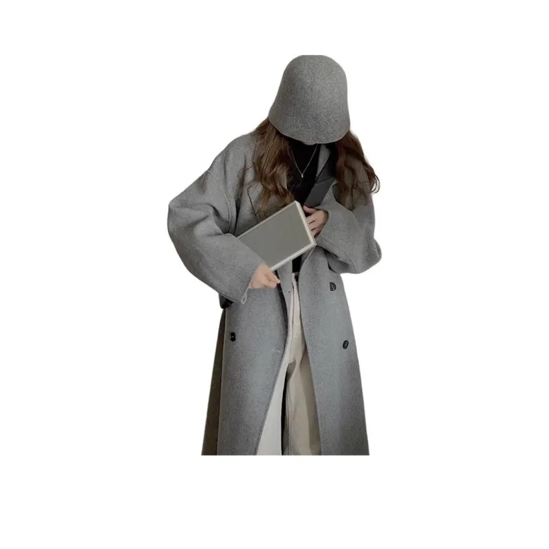 GULIANFEI Double Sided Woolen Coat Women's Oat-7