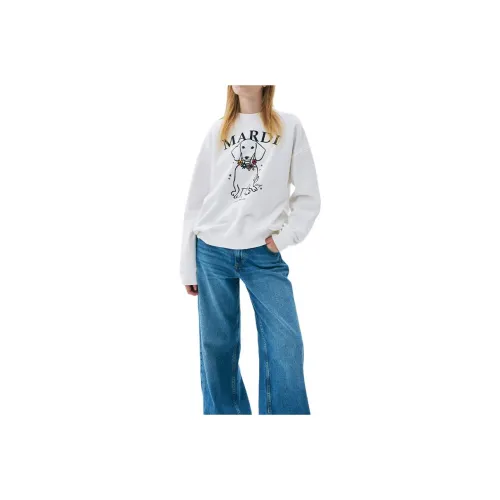 MARDI MERCREDI SS25 SWEATSHIRT SWING THE TAIL DDANJI FLOWER NECKLACE Sweatshirt Korean Style Women's White/Pink
