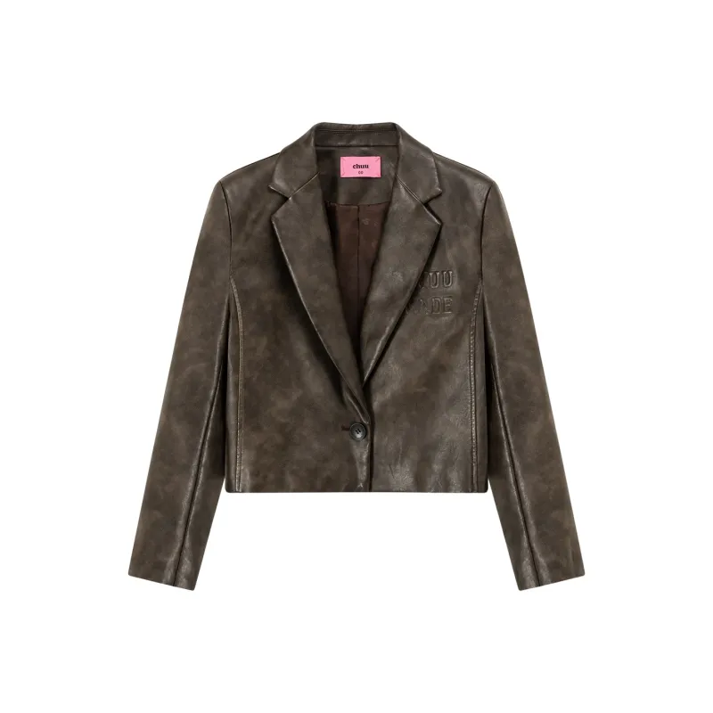 CHUU Leather Jackets Women's Dark Coffee-0