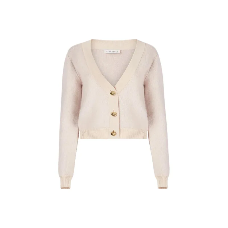 NINA RICCI Mohair Blend V neck Cardigan-0