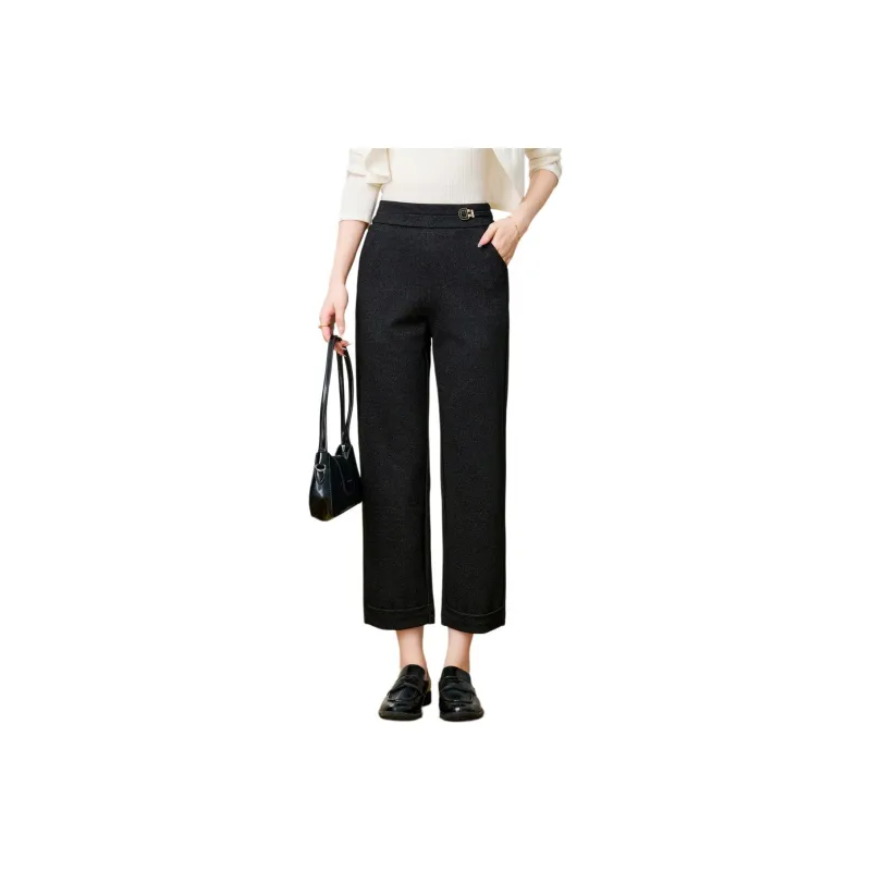 FENHONGMALI Casual Pants Women's Black Gray-0