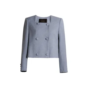ROEYSHOUSE Cropped Coats Women's Gray Blue