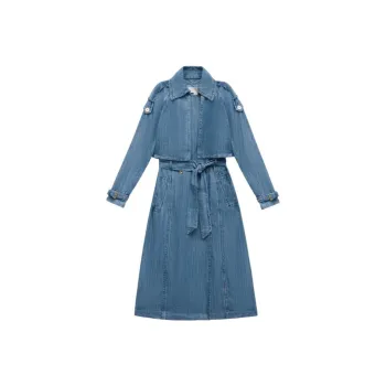 MICHAEL KORS Trench Coats Women's Denim Blue