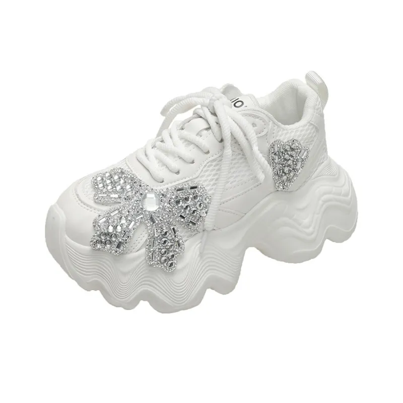 The Mystery Of Glamour Breathable Height Increase Low Top Chunky Sneakers Women's-4