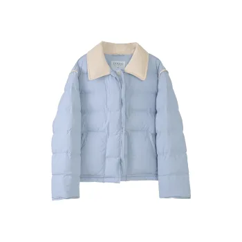 Fstudio Korean Petite 90 Fill Power White Duck Down Thickened Long Sleeved Down Jacket Women's Blue