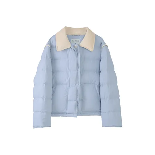 Fstudio Korean Petite 90 Fill Power White Duck Down Thickened Long Sleeved Down Jacket Women's Blue