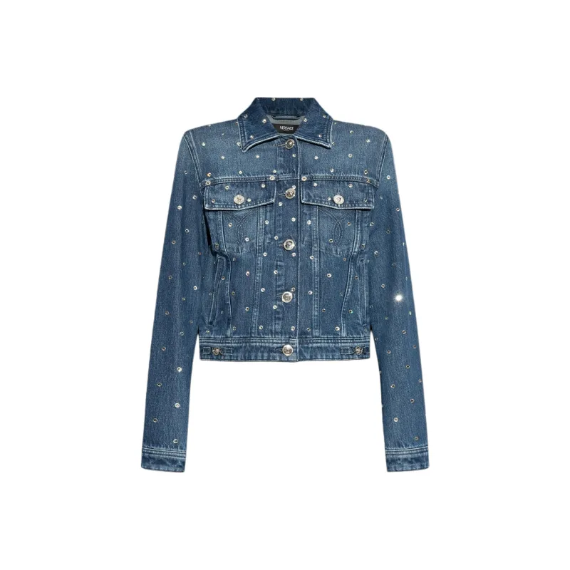 VERSACE Shimmering Appliques Denim Jacket-0