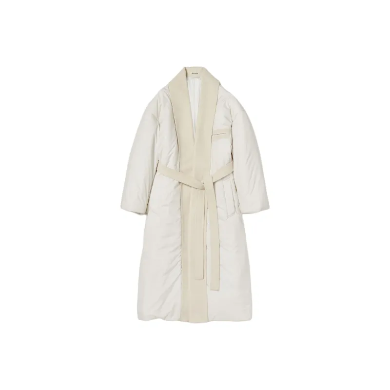 Auralee Super Fine Wool Mosser Padded Coat 'Ivory White'-0
