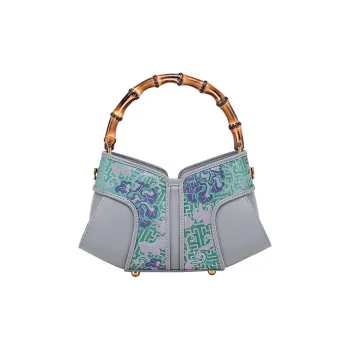 Shanghai Story Mulberry Silk Handbag Medium Size Women's Indigo Colorful Blue