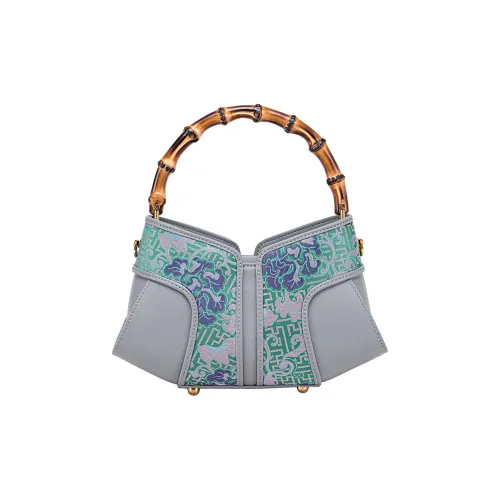 Shanghai Story Mulberry Silk Handbag Medium Size Women's Indigo Colorful Blue