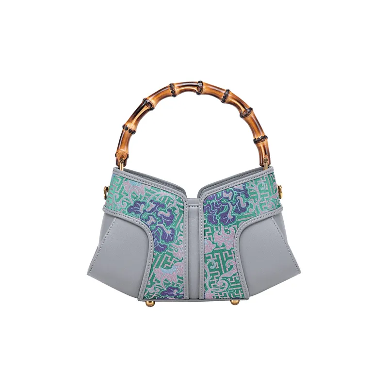 Shanghai Story Silk Handbag Medium Size Women's Indigo Colorful Blue-0