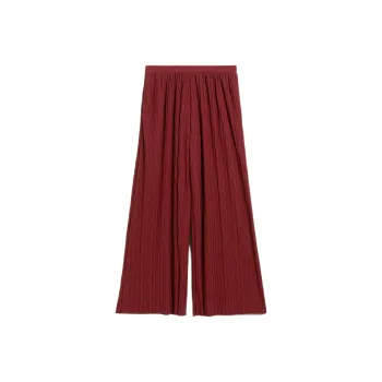 MaxMara Alfonsa Collection Wide-Fit Pleated Jersey Trousers Casual Pants Women's Red
