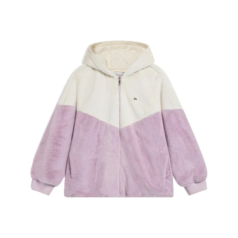LINING Sports Trend Series Velvet Jackets Women's Ecru Lotus Root Powders Purple Gradient-0