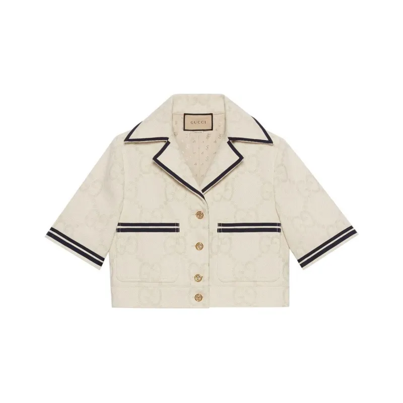 GUCCI Maxi GG Pattern Cropped Jacket-0