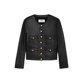 CELINE Leather Jacket Women's Black