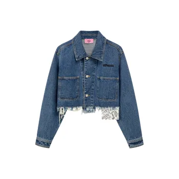CHUU Cropped Coats Women's Dark Denim Blue