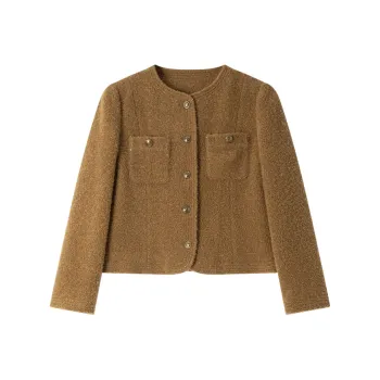VIMLY Cropped Coats Women's Coffee Brown