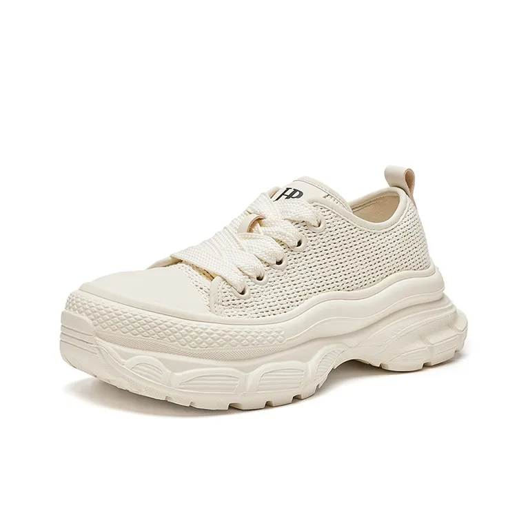 HR Breathable Low Top Chunky Sneakers Women's Beige-0