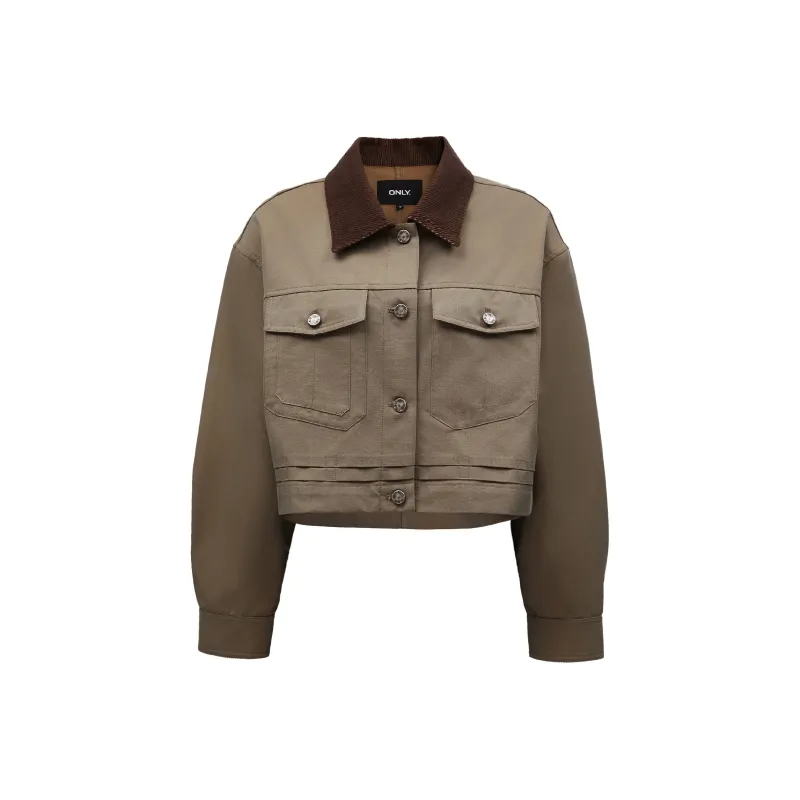 ONLY Cropped Coats Women's E05 Harbor Umber Green-0