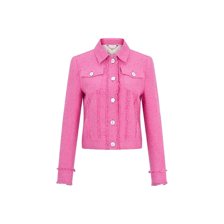 RARE Cropped Coats Women's Rose Red-0