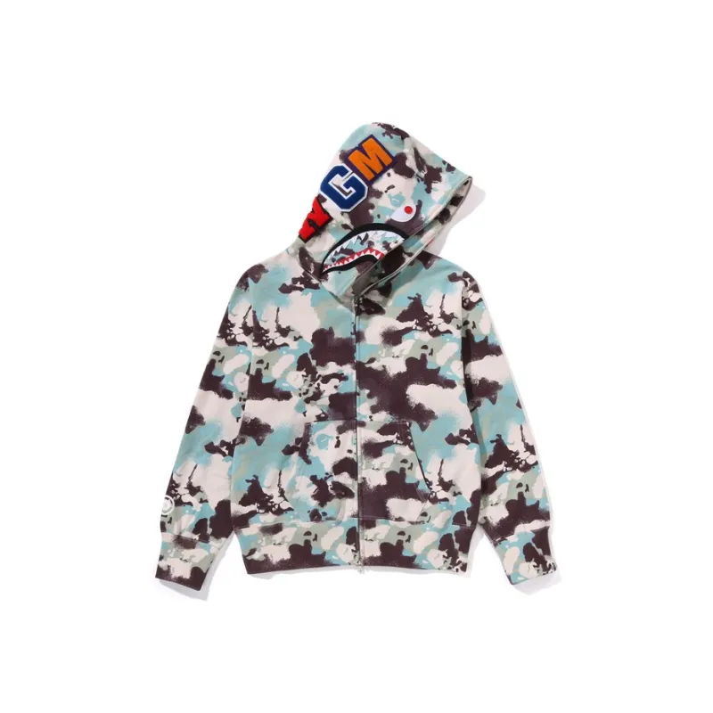 Bape Women's Map Camo Shark Full Zip Hoodie Pink-3