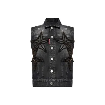 DSQUARED2 Crystal-embellished Denim Waistcoat