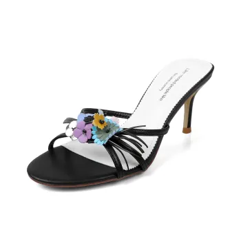 RAPHAEL SONA Rubber Sole Quiet Slide Slippers Women's Black