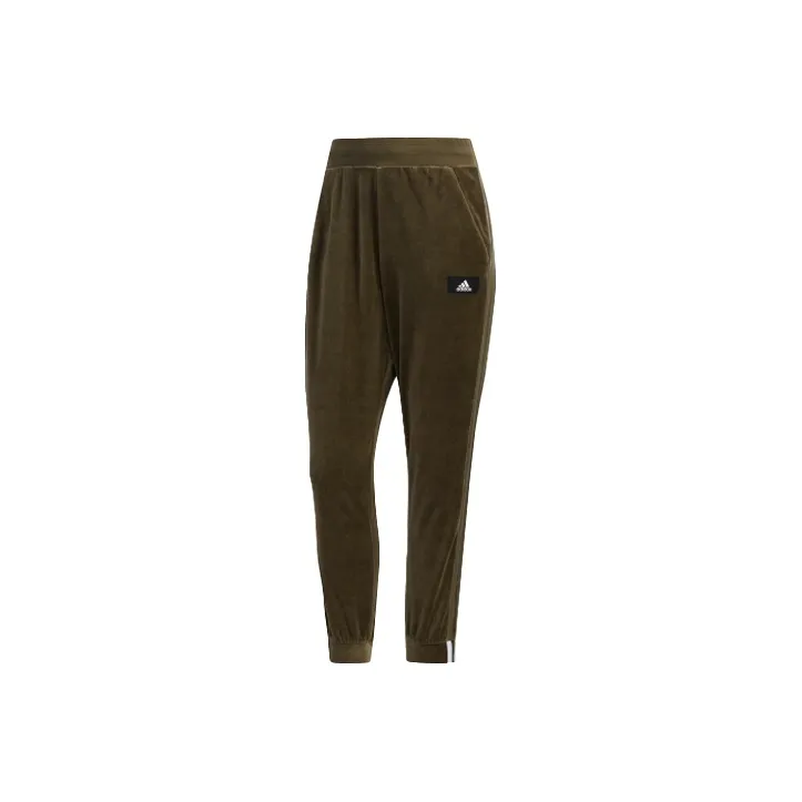 Adidas Knitted Sports Pants Women's Khaki Brown-0