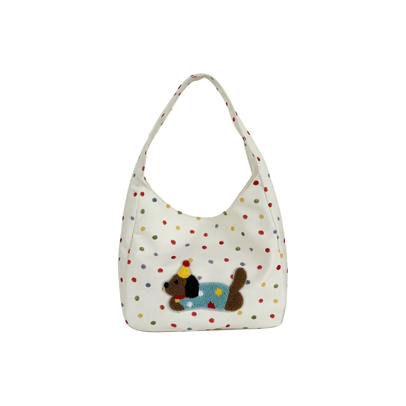 Single Warehouse Polyester Shoulder Bag Regular Women's White/Ecru/Black-6