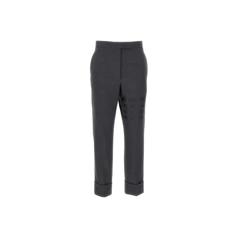 THOM BROWNE 4 Bar Stripe Cropped Wool Trousers-0