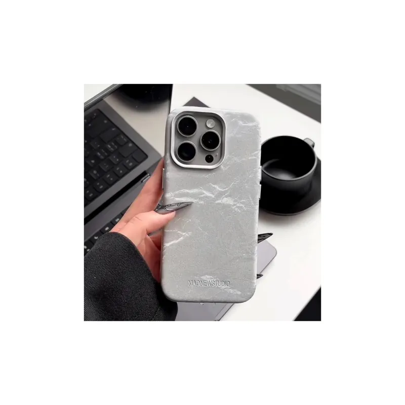 Wei Xin Leather Material Glacier Velour Textured Phone Cases Compatible With IPhone 16/15 Pro Max/Apple 13/14 Pro/Max-1