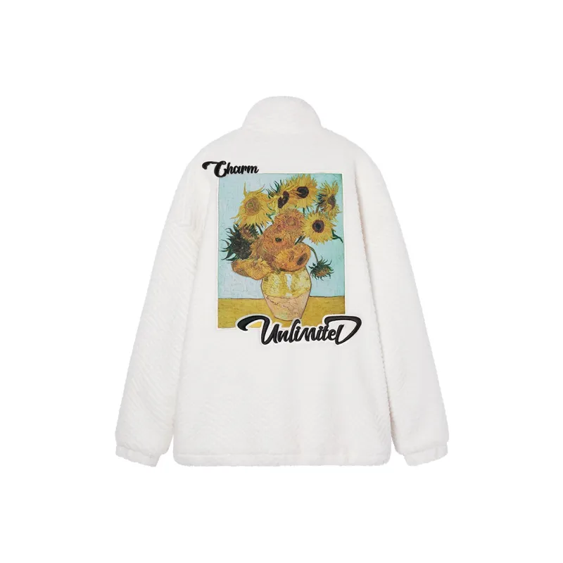 I'M ONE Plant And Floral Stand Collar Loose Fit Thickened Puffer Jacket Unisex-0