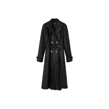VERSACE Embossed Belted Trench Coat