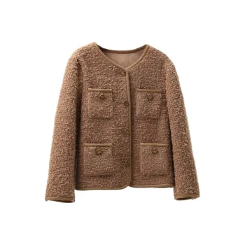 Shavani Cropped Coats Women's Coffee