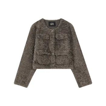 ELF SACK Cropped Velvet Coat With A Design Touch Women's