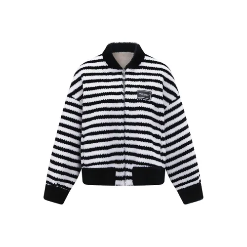 MacyMccoy Velvet Jackets Women's Black White Stripes
