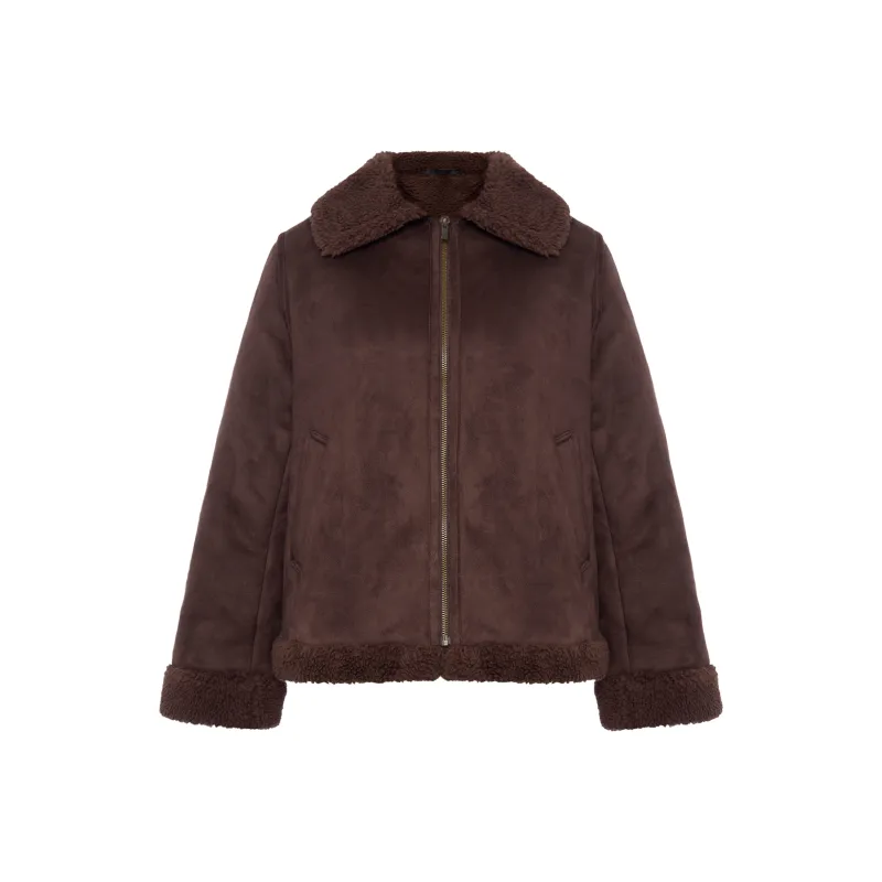 UNIQLO Cropped Coats Women's Dark Brown-0