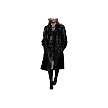CHANEL Leather Jackets Women's Black