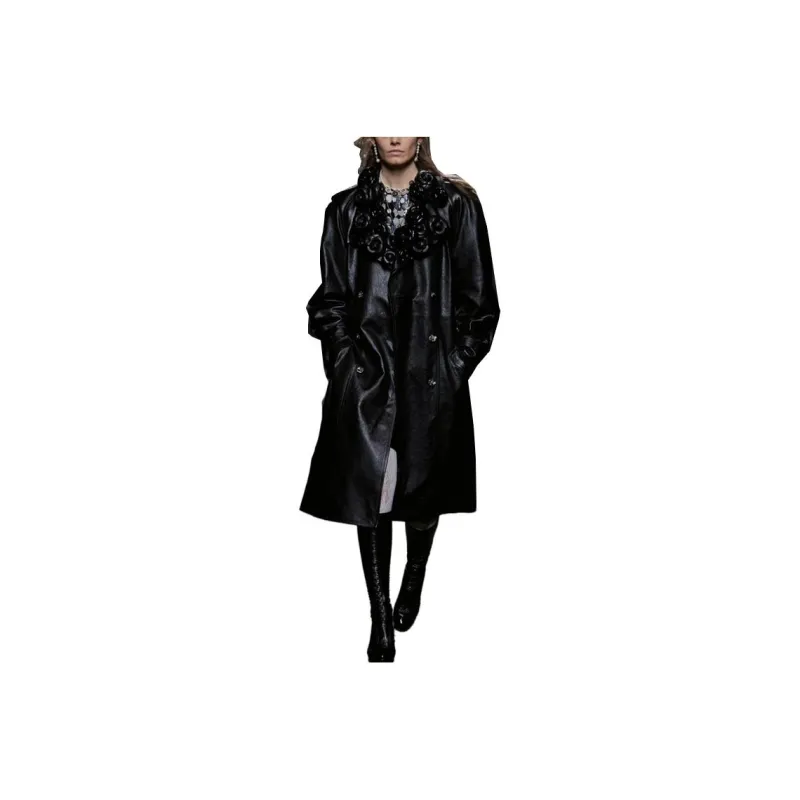 CHANEL Leather Jackets Women's Black-0