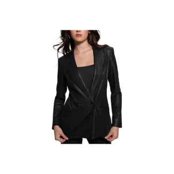 GUESS Eco Emelie Faux-Suede Blazer Business Suits Coats Women's Black