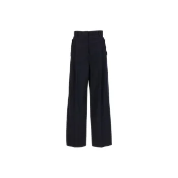 Lanvin High Waist Wide-Leg Gabardine Trousers