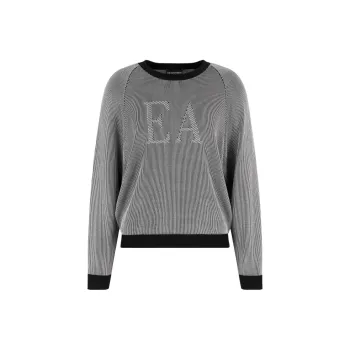 EMPORIO ARMANI Two tone Fisherman's Rib Jumper With Ea Logo