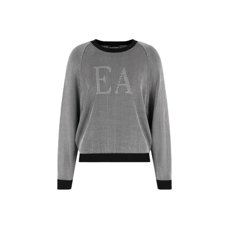 EMPORIO ARMANI Two tone Fisherman's Rib Jumper With Ea Logo-0