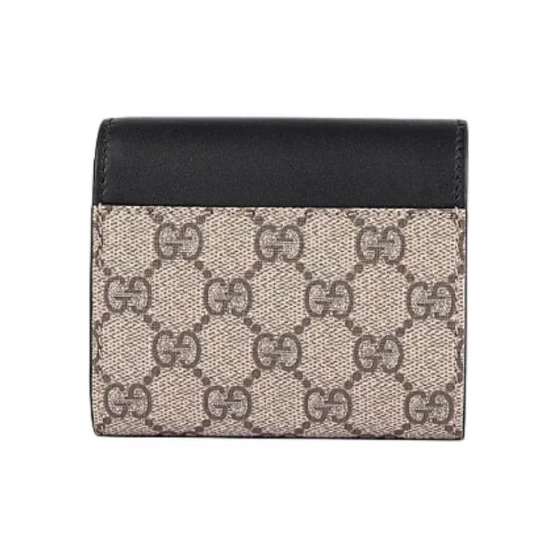 GUCCI GG Supreme Canvas With Leather Wallet Women's Black & Beige-2