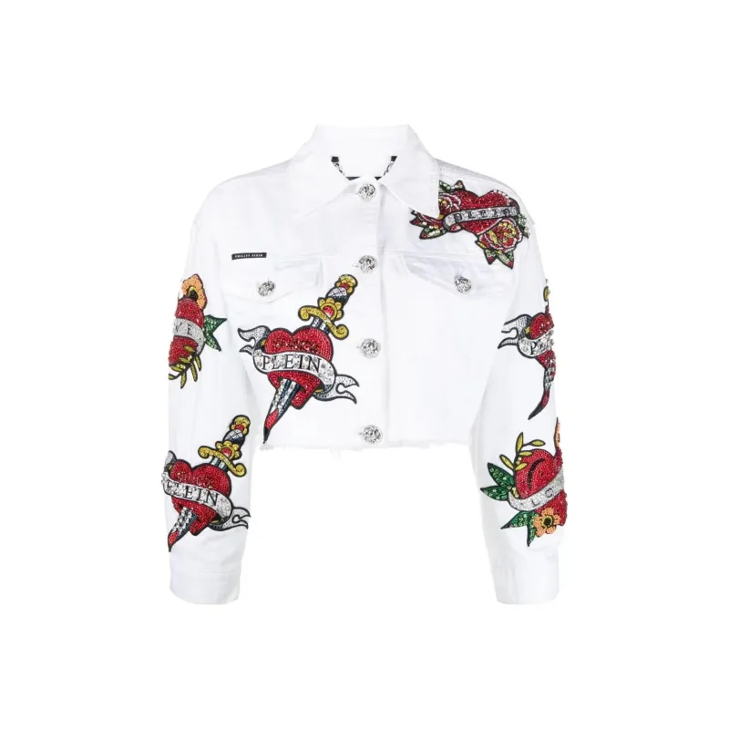 PHILIPP PLEIN Cropped Love Denim Jacket-0