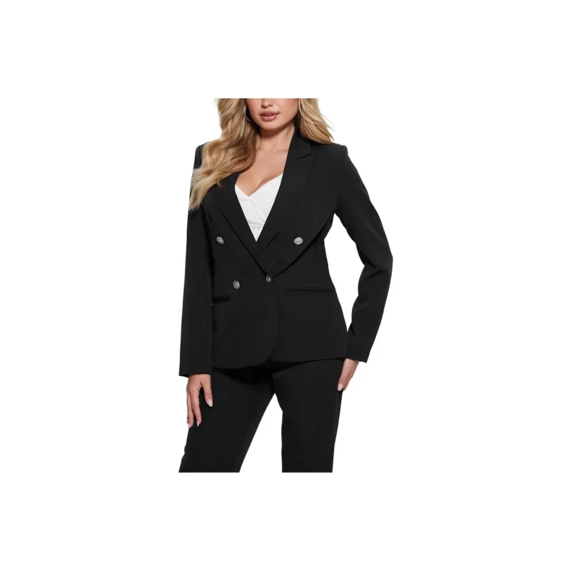 GUESS Eco Amanda Double Breasted Blazer Business Suit Women's Black-0