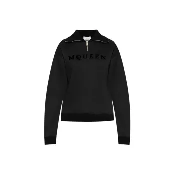 Alexander McQueen Logo Detailed Half Zip Sweatshirt