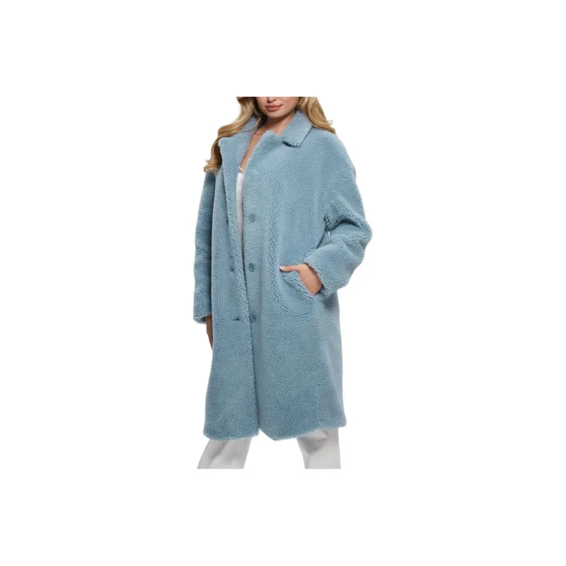 GUESS FW23 Solange Faux-Fur Coat Coats Women's Blue-0
